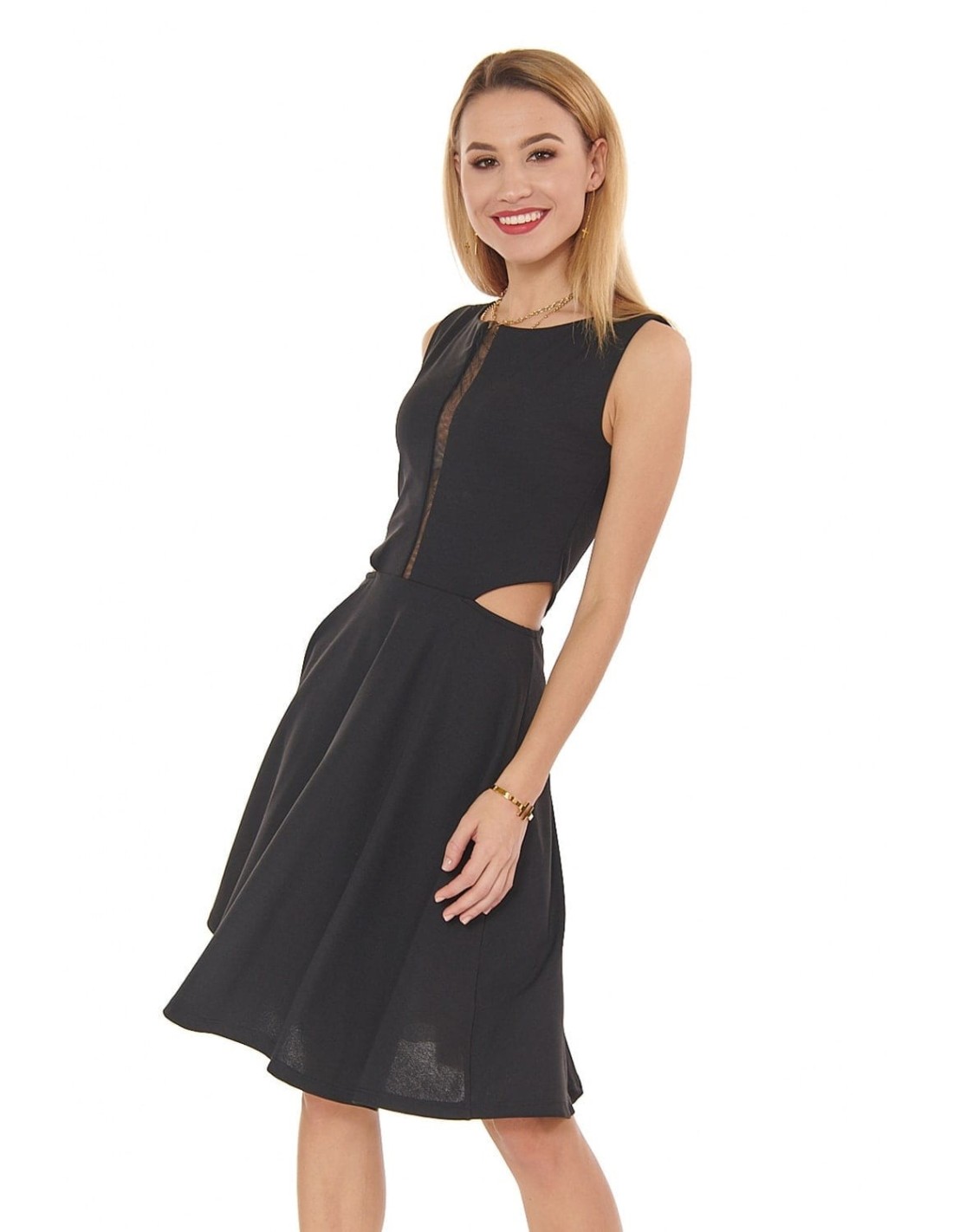 Rochie evazata cu sifon, neagra 1781 - Magazin online - Boutique